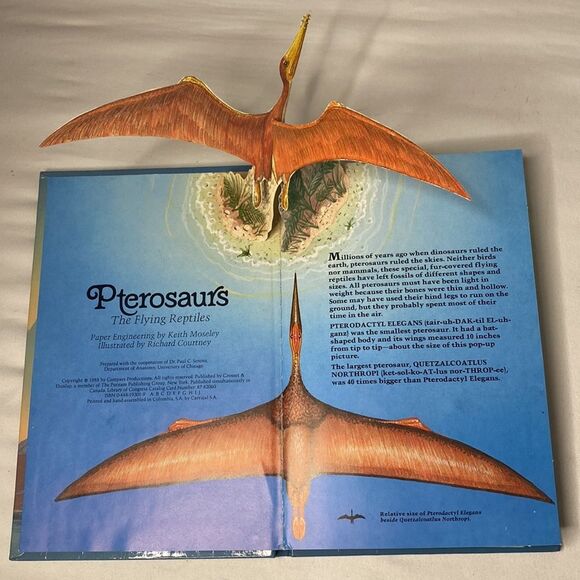 Vintage Pterosaurs The Flying Reptiles Action Pop Up Book Dinosaur Prehistoric - Picture 2 of 6